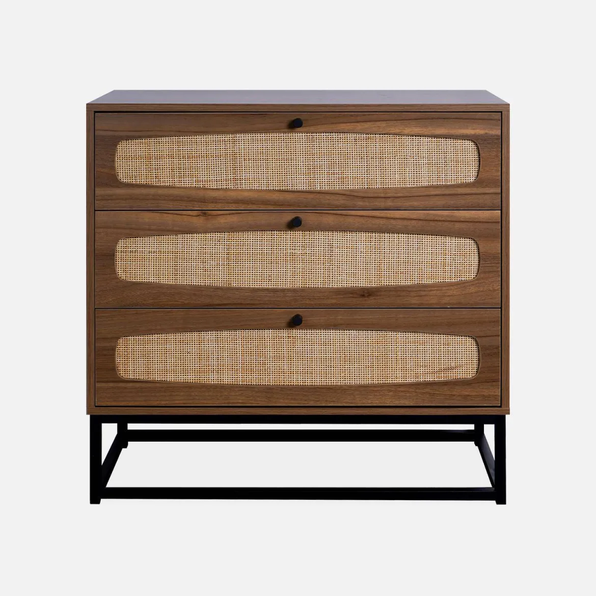Cassettiera effetto legno e canna, 3 cassetti