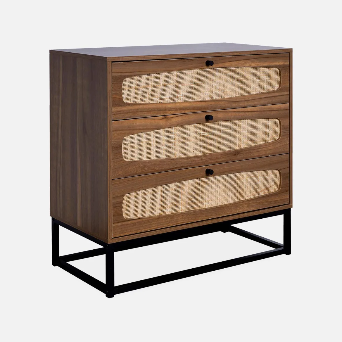 Cassettiera effetto legno e canna, 3 cassetti