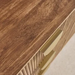 Cassettiera effetto legno di mango scanalata 6 cassetti
