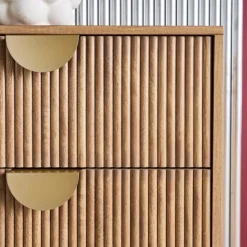 Cassettiera effetto legno di mango scanalata 6 cassetti