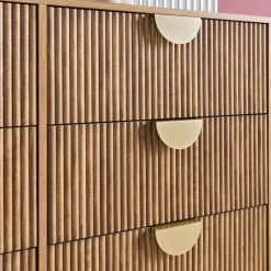 Cassettiera effetto legno di mango scanalata 6 cassetti