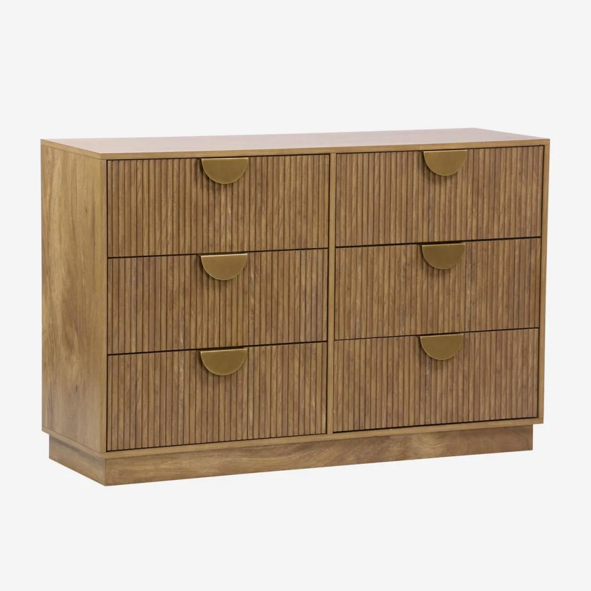 Cassettiera effetto legno di mango scanalata 6 cassetti