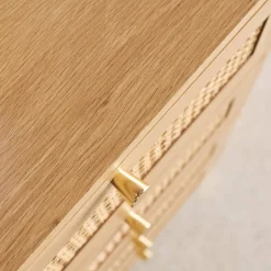 Cassettiera in legno e canna con 4 cassetti