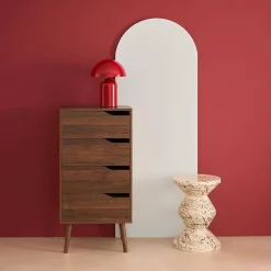 Cassettiera decorata in legno con 4 cassetti