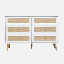 Cassettiera effetto legno e canna a 6 cassetti