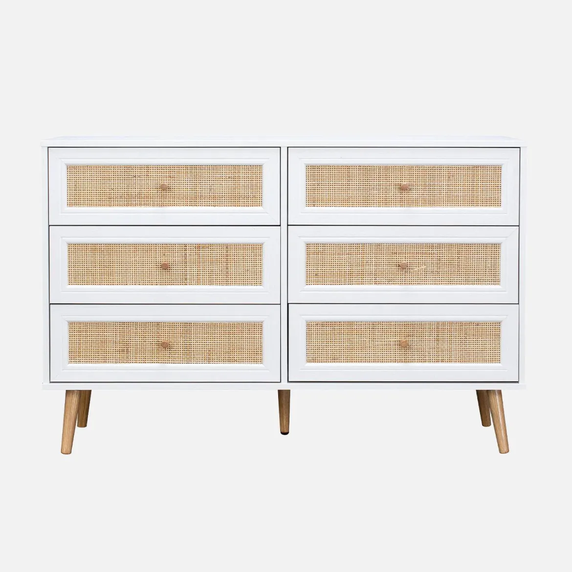 Cassettiera effetto legno e canna a 6 cassetti
