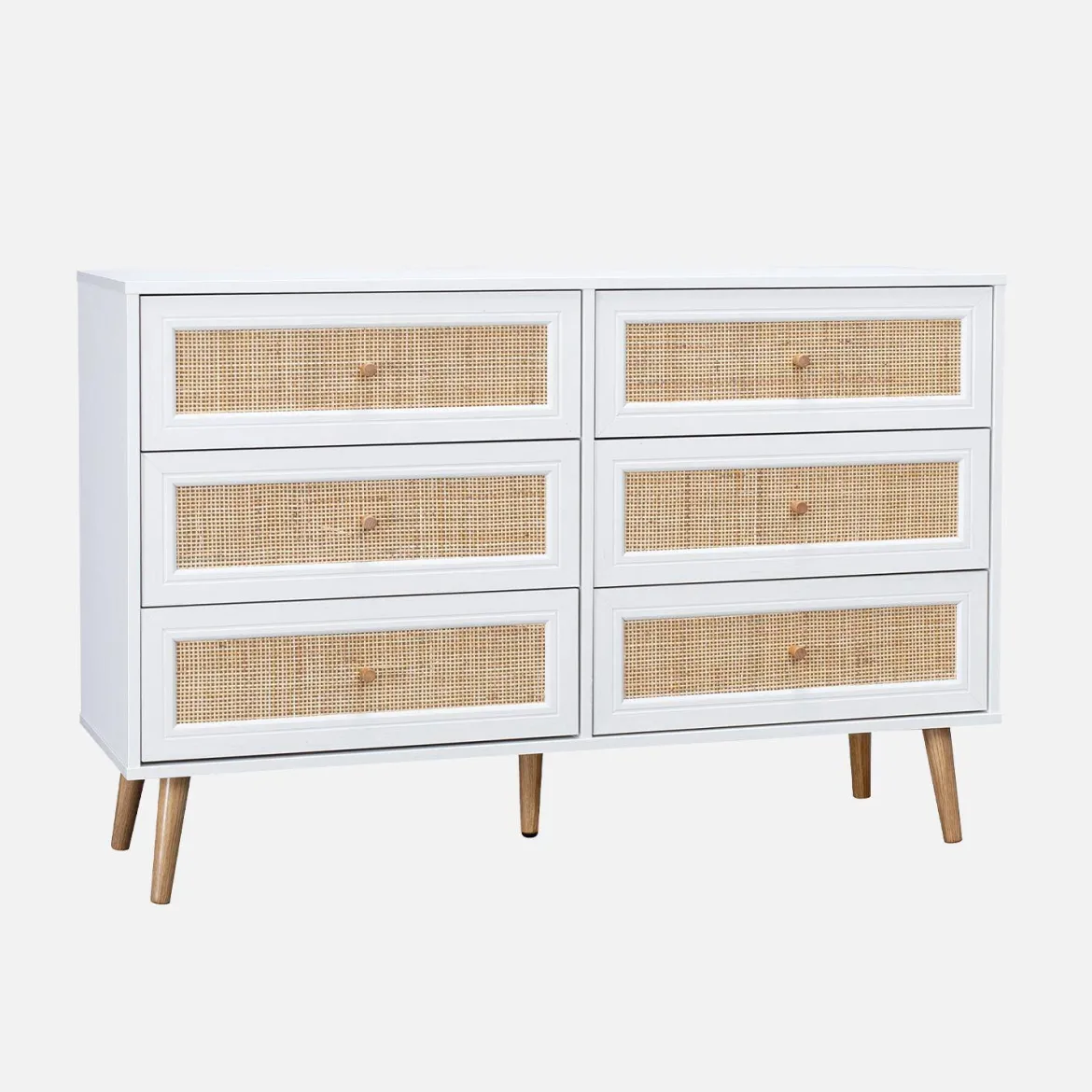 Cassettiera effetto legno e canna a 6 cassetti