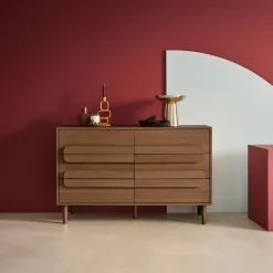 Cassettiera vintage effetto legno 6 cassetti