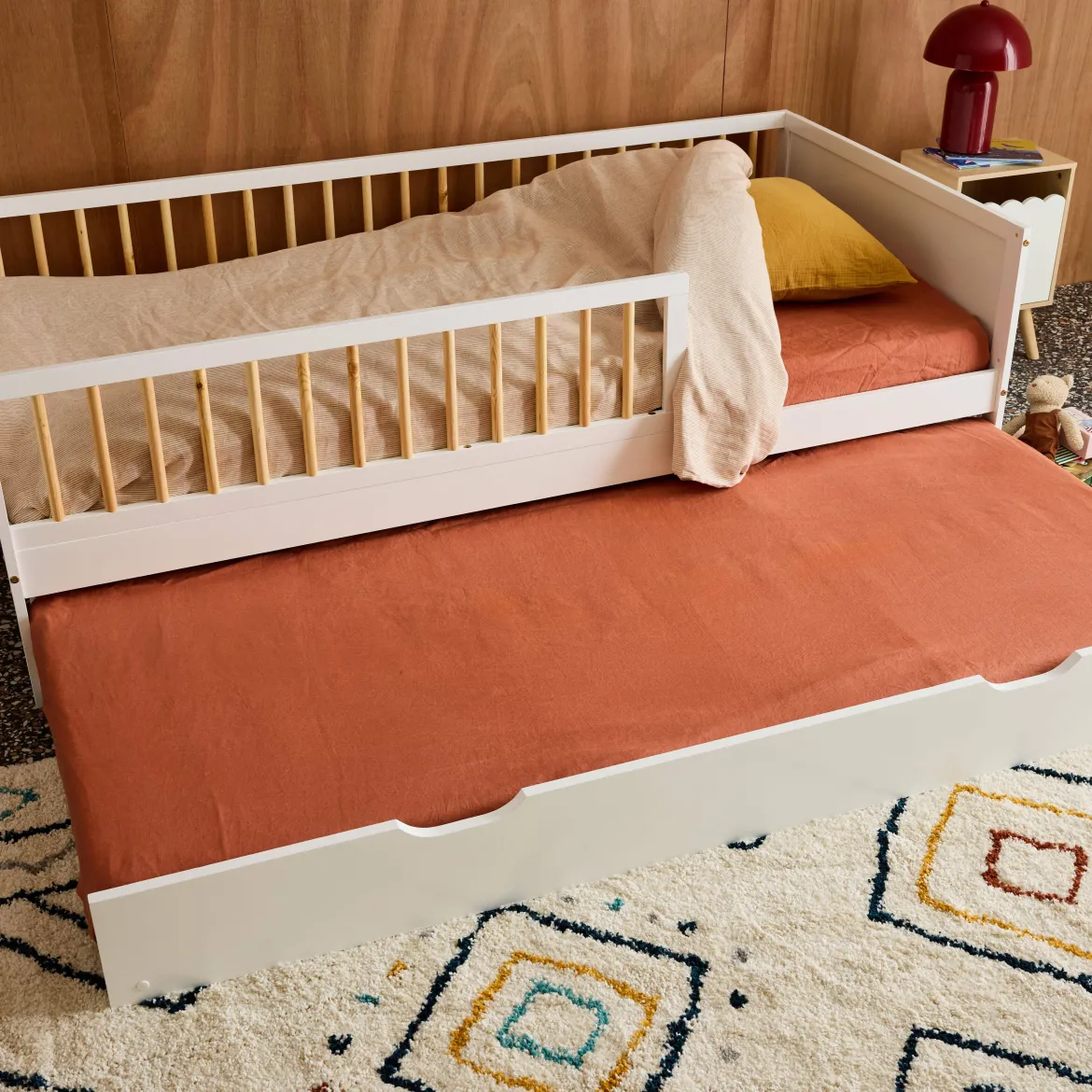 Cassetto letto per bambini Roya in legno di pino naturale