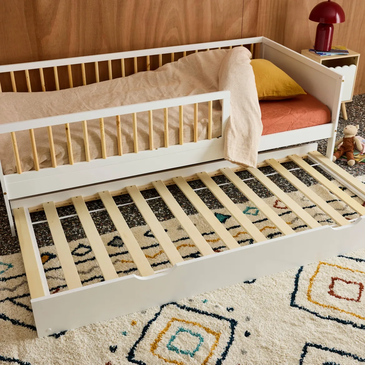 Cassetto letto per bambini Roya in legno di pino naturale