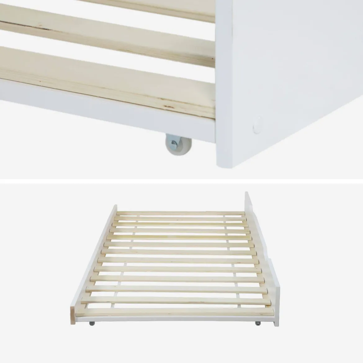 Cassetto letto per bambini Roya in legno di pino naturale