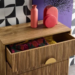 Cassettone con effetto legno di mango a 4 cassetti