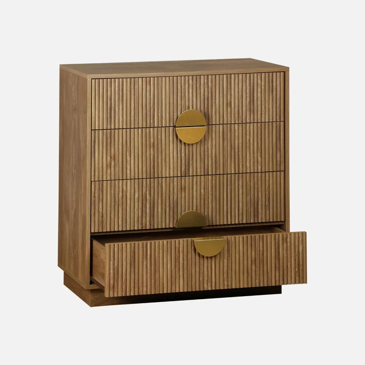Cassettone con effetto legno di mango a 4 cassetti