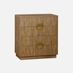 Cassettone con effetto legno di mango a 4 cassetti
