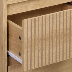 Colonna di stoccaggio decorativa in legno con 3 ripiani e 2 cassetti