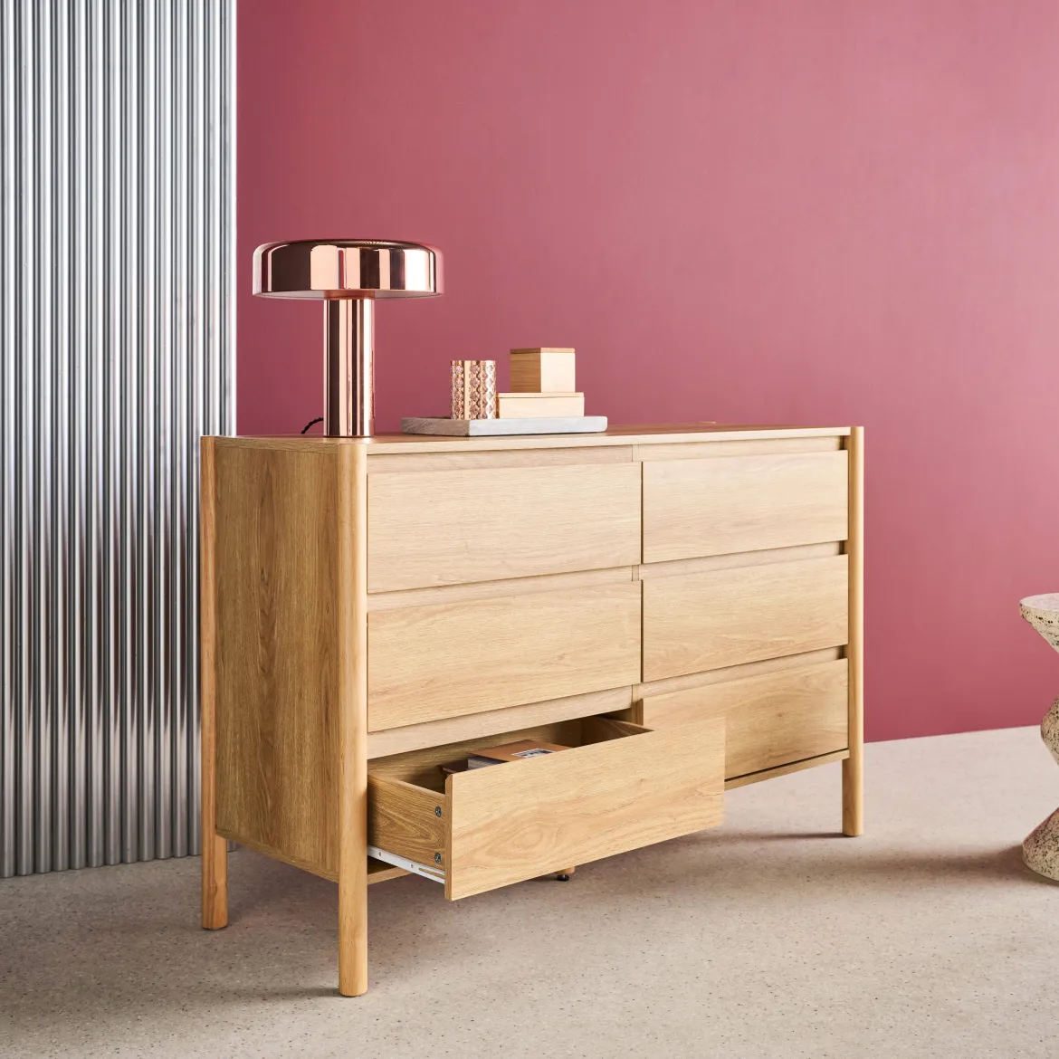 Comò decorazione legno 6 cassetti