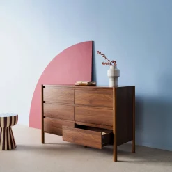 Comò decorazione legno 6 cassetti