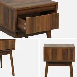 Comodino decorazione legno 1 cassetto