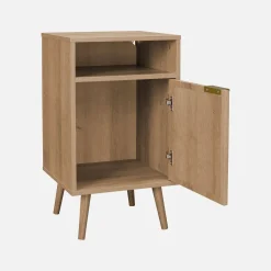 Comodino, decorazioni in legno e canne arrotondate