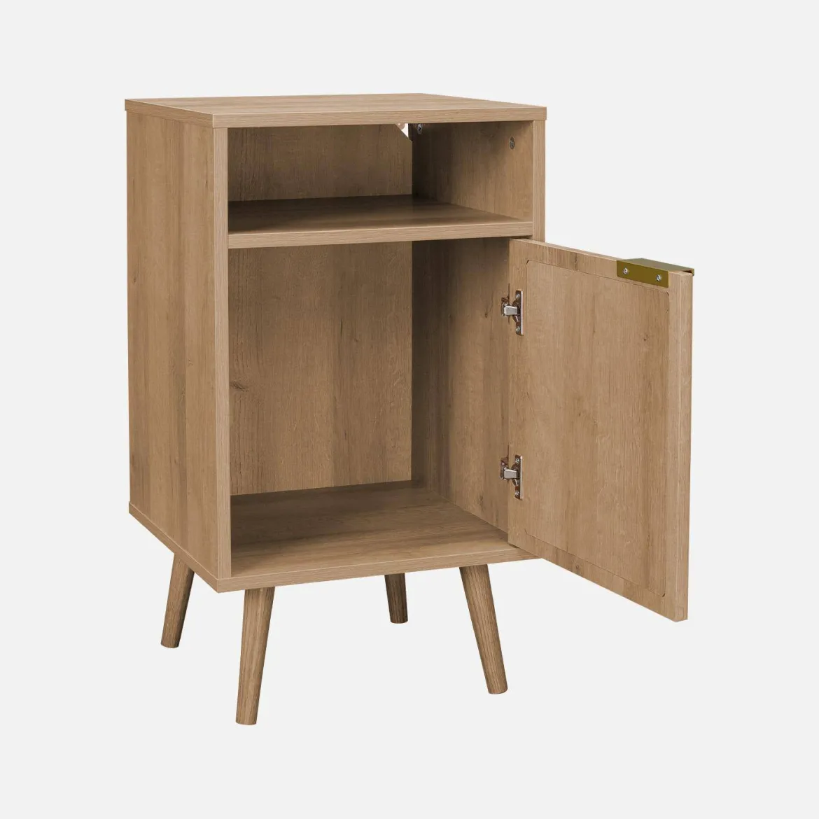 Comodino, decorazioni in legno e canne arrotondate