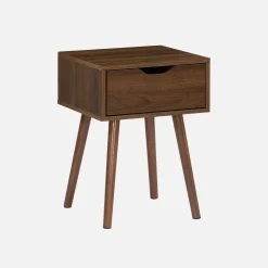 Comodino effetto legno 1 cassetto marrone