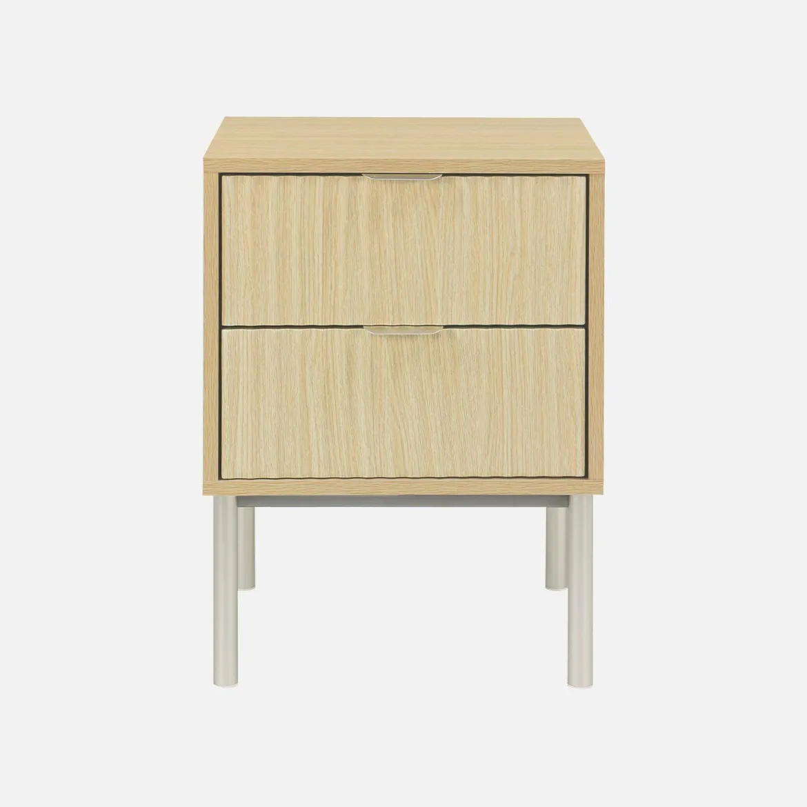 Comodino effetto legno e metallo scanalato