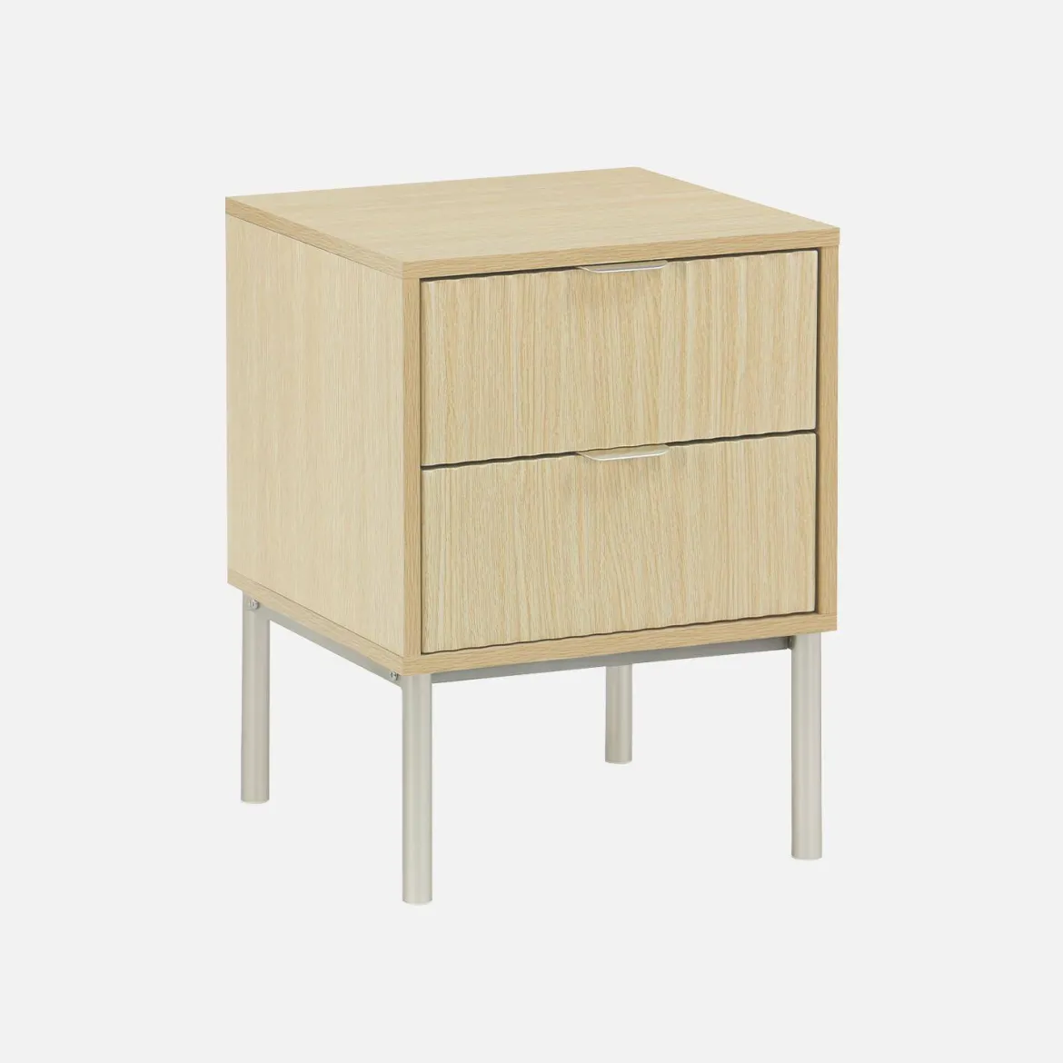 Comodino effetto legno e metallo scanalato