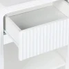 Comodino effetto legno scanalato 1 cassetto, 1 ripiano