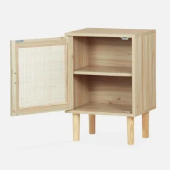 Comodino in canna e legno