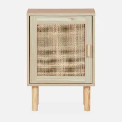 Comodino in canna e legno