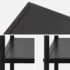 Comodino in metallo nero con ripiano