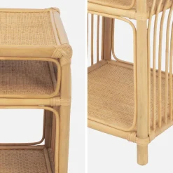 Comodino in rattan 1 ripiano 1 vano portaoggetti