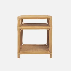 Comodino in rattan 1 ripiano 1 vano portaoggetti