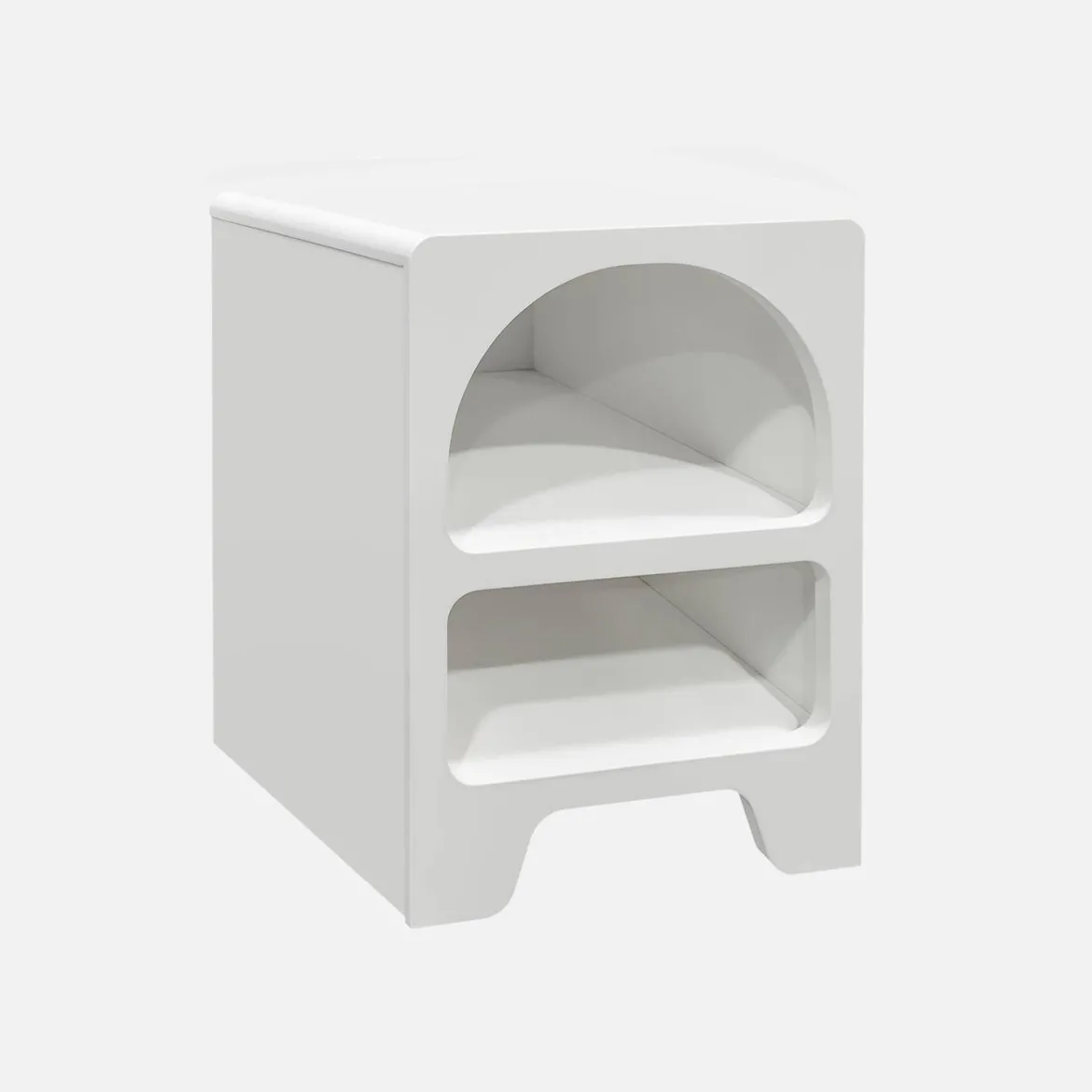 Comodino organico effetto legno bianco, 2 nicchie Mobileoggetti