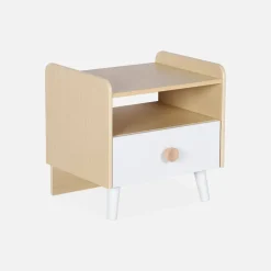 Comodino per bambini effetto legno, bianco