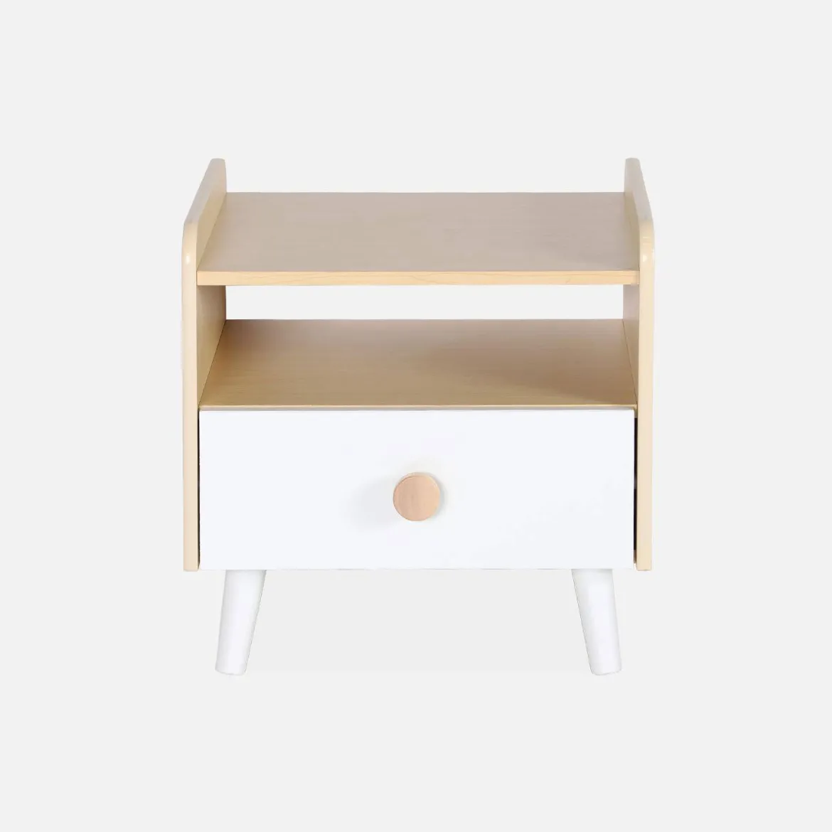Comodino per bambini effetto legno, bianco
