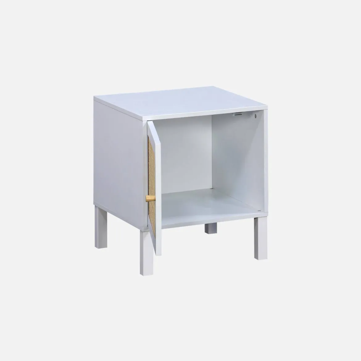 Comodino per bambini in legno bianco e canna da zucchero