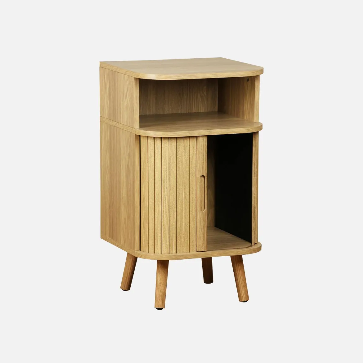 Comodino scandinavo decorazione legno 2 porte scorrevoli