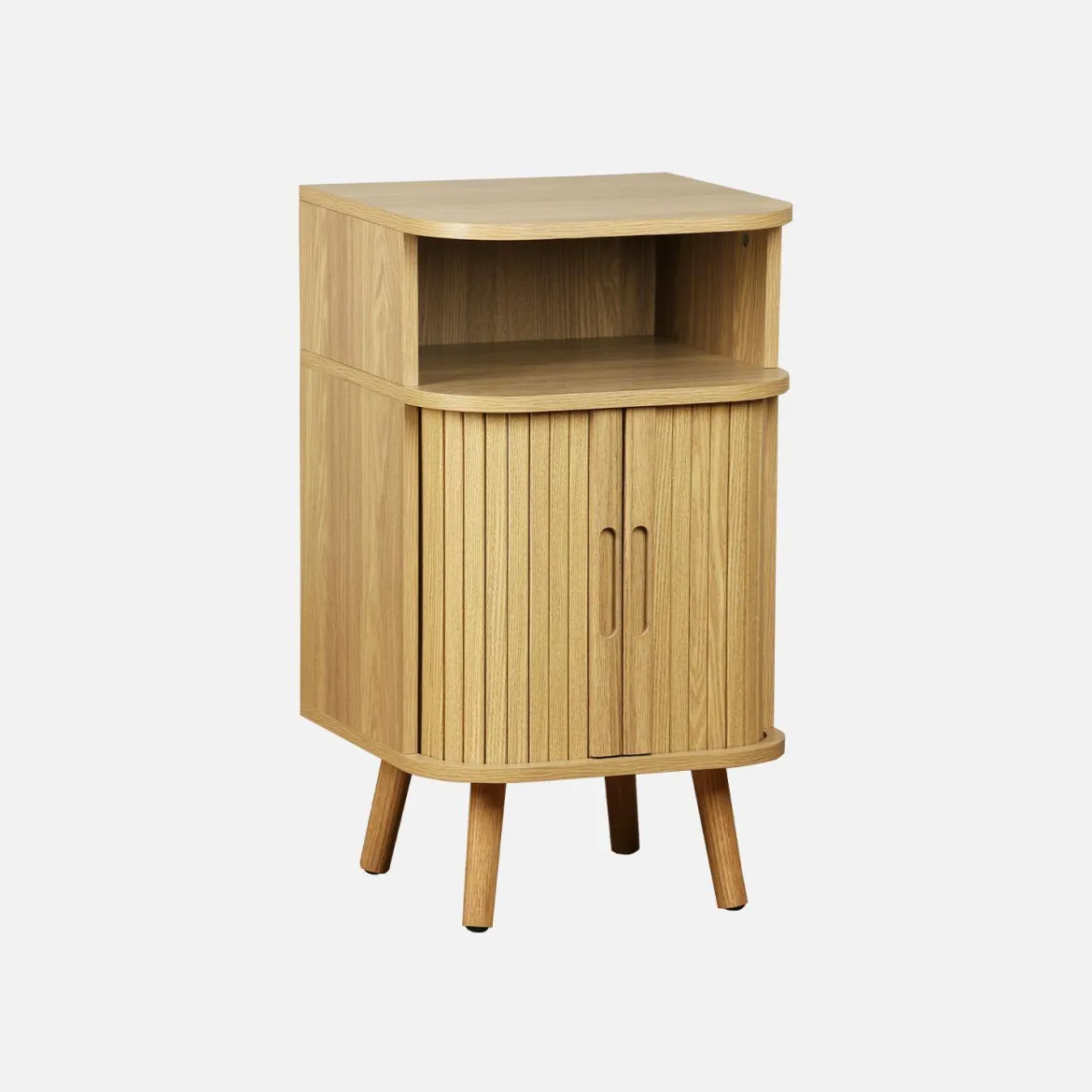 Comodino scandinavo decorazione legno 2 porte scorrevoli