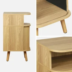 Comodino scandinavo decorazione legno 2 porte scorrevoli