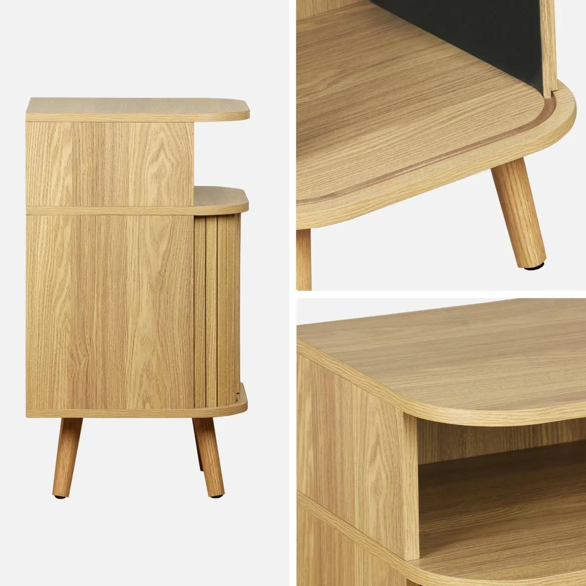 Comodino scandinavo decorazione legno 2 porte scorrevoli