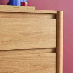Comodino decorazione legno 2 cassetti