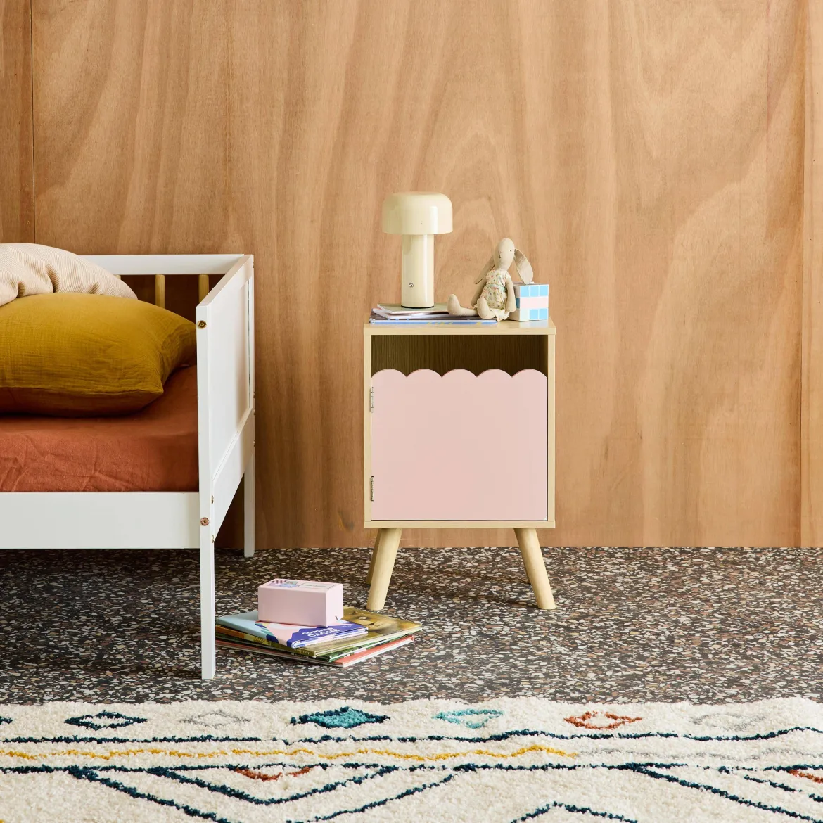 Comodino per bambini decorazione legno 1 anta
