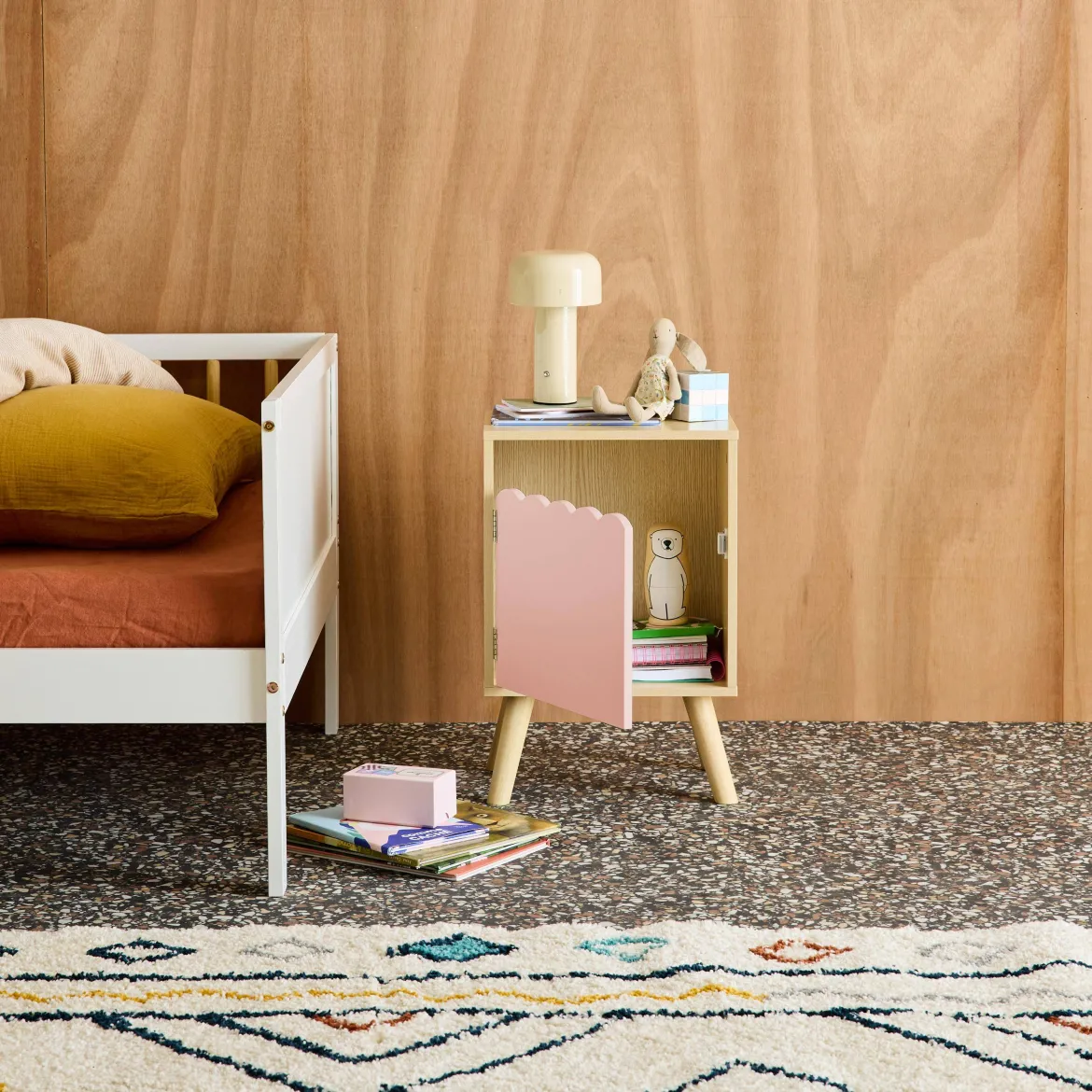 Comodino per bambini decorazione legno 1 anta