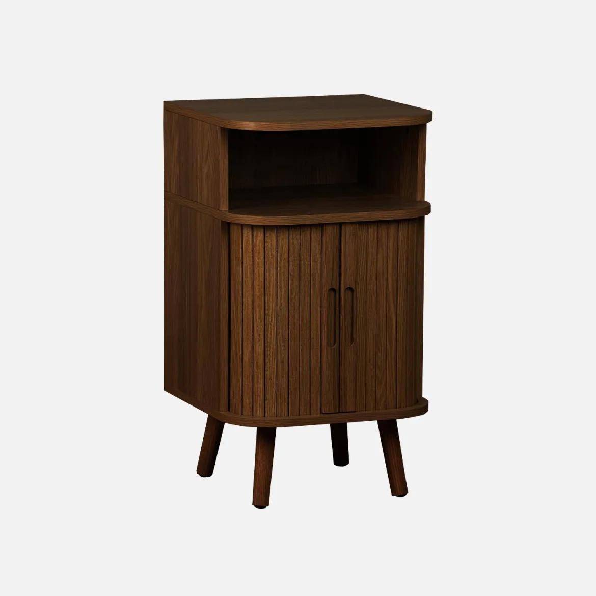 Comodino scandinavo decorazione legno 2 porte scorrevoli