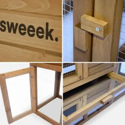 Conigliera in legno per 4 conigli