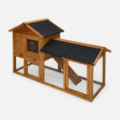 Conigliera in legno per conigli e roditori con recinto, 4 conigli