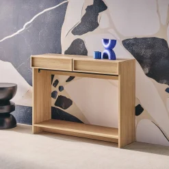 Console effet legno 2 cassetti e ripiano, 100cm