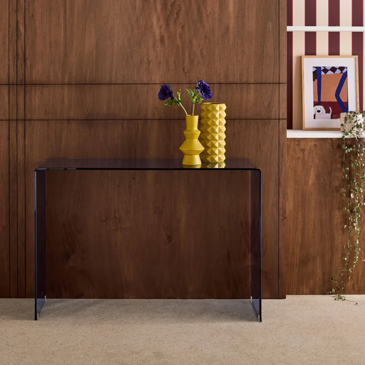 Console rettangolare in cristallo temperato, 110cm