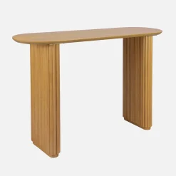 Consolle ovale in legno di hevea impiallacciato rovere